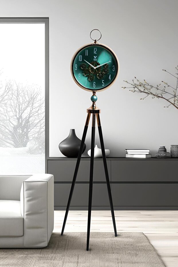 Premium Vintage Tripod Foot Clock Adjustable Wooden Stand Antique Style Decorative Standing Clock