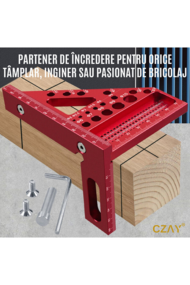 Vinclu, Echer 45/90, 22.5 and 90 angles, triangular ruler, carpenter, joiner - 7