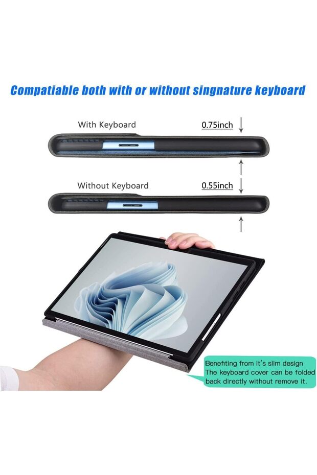 حافظة متوافقة مع Surface Pro 9 مع غلاف ناعم من مادة TPU متوافقة مع غطاء لوحة المفاتيح Signature… - 7