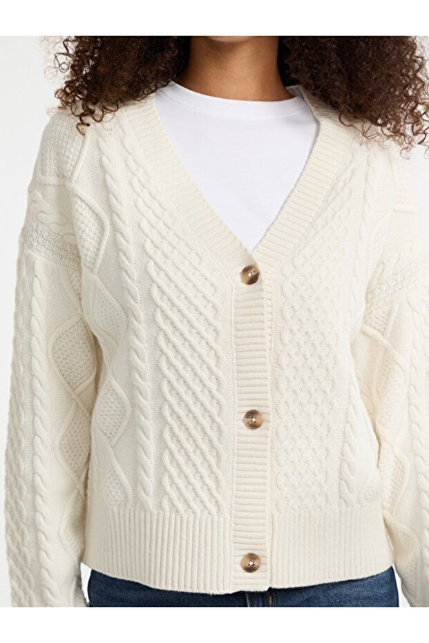 Jeans Kadın Yün Karışımlı Triko Hırka - 3