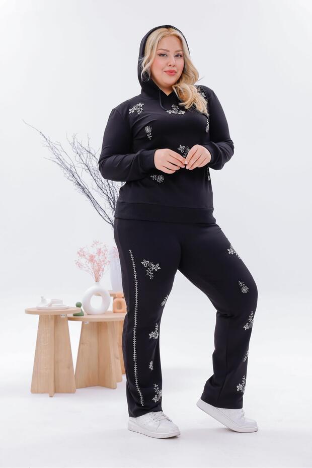 طقم مطرز بالخرز مقاس كبير - 8