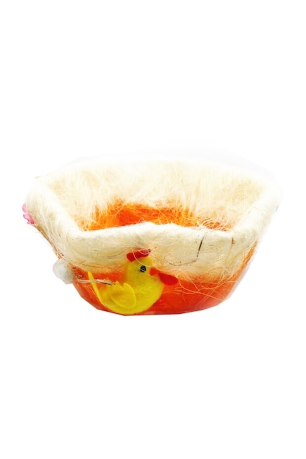 Decorative Hexagonal Basket for Easter Eggs 20x8cm, White-Orange,