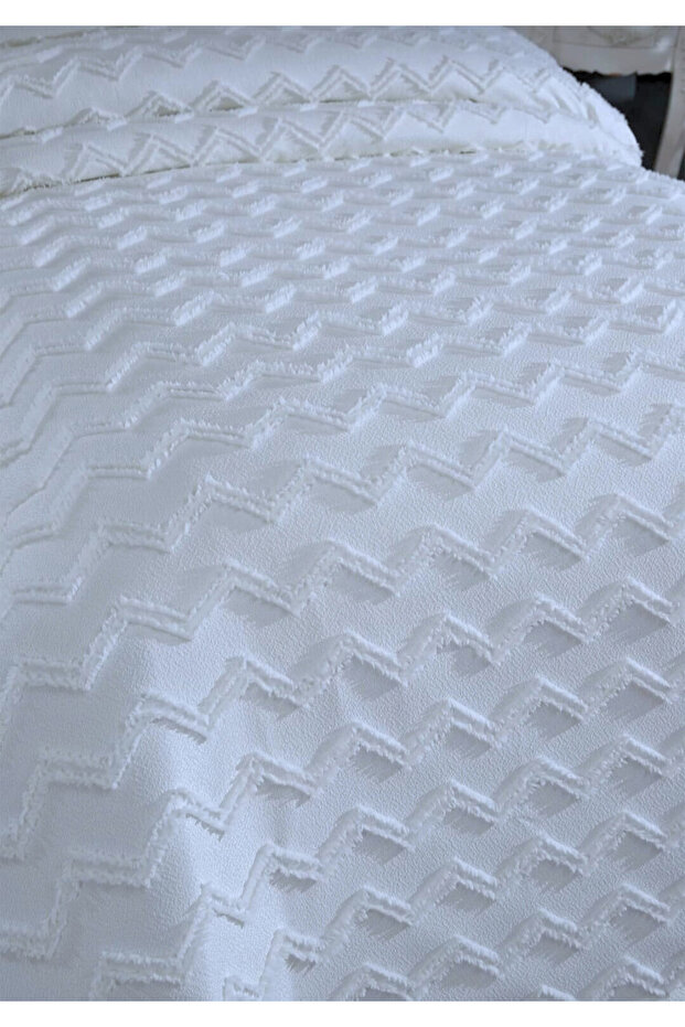 Zikzak Desen 2 Parça Tek Kişilik Yatak Örtüsü - 3