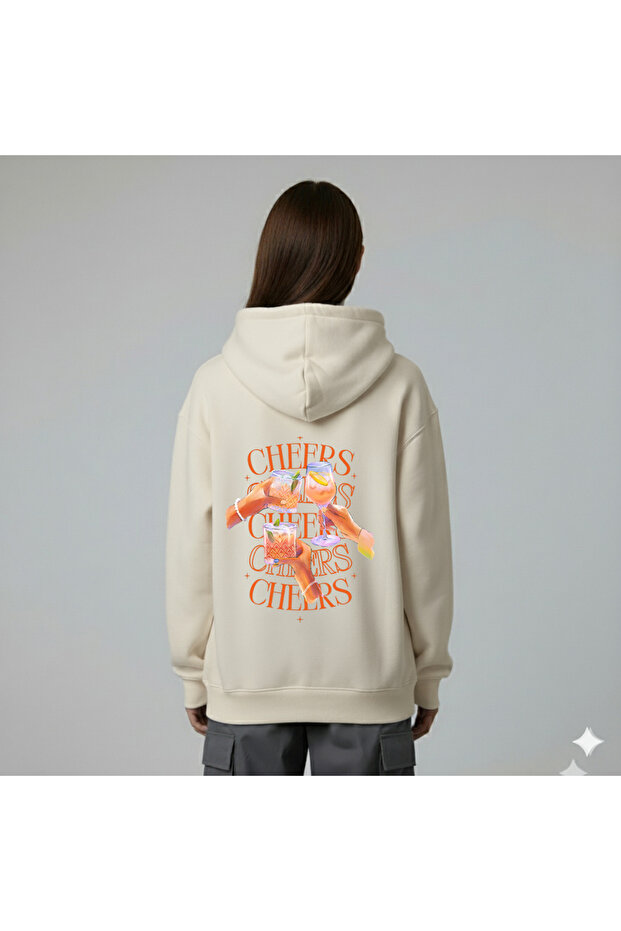 سويت شيرت للجنسين مطبوع عليه Cheers مقاس كبير