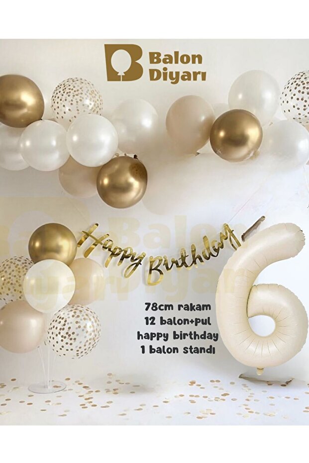 6 Year Old Foil 12 Balloon Banner 7-Piece Stand Elite Birthday Set