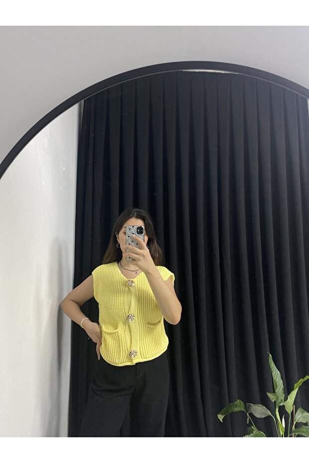 Sarı triko Süveter - 2