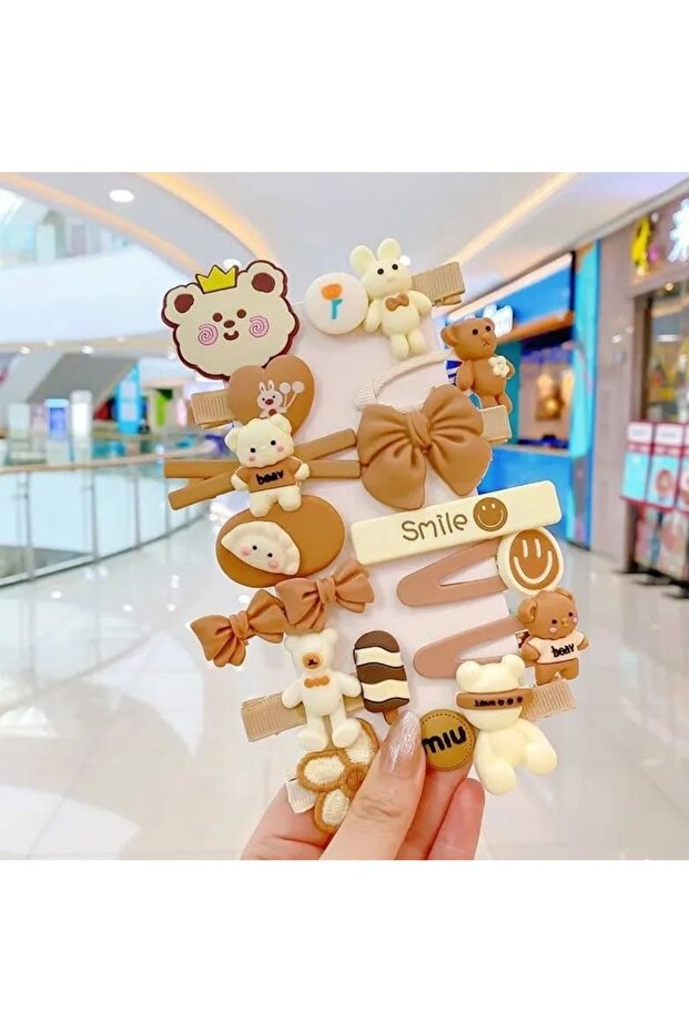Girl's Brown Cream Mix 14-Piece Buckle Set