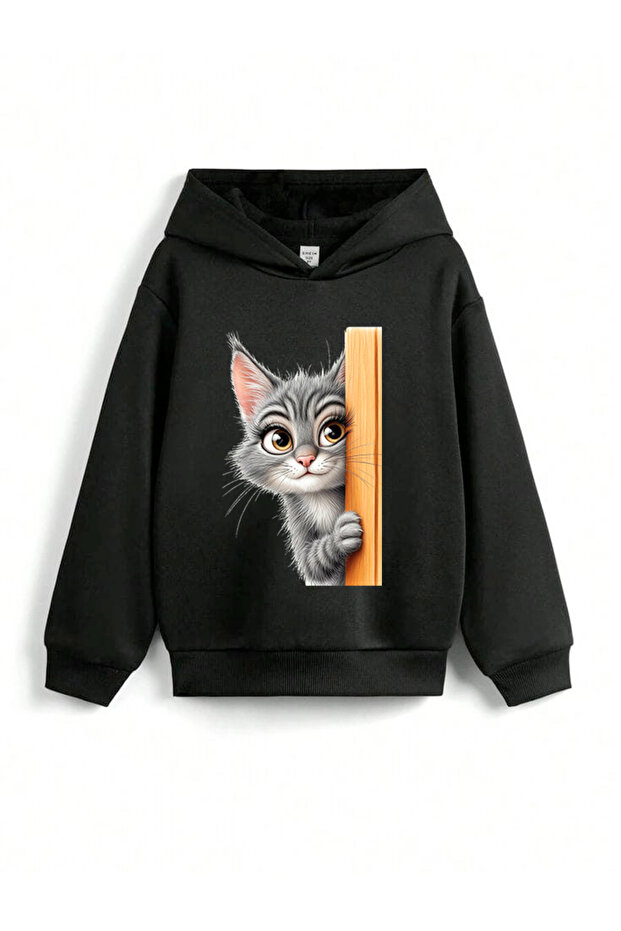 Cute Cats Printed Hooded Children's Sweatshirt