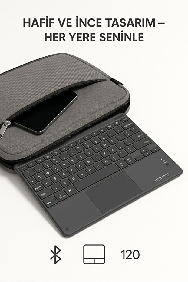 Kablosuz Şarjlı Bluetooth Klavye Mouse Touchpadli Seti Ve Bluetooth Kulaklık - 5