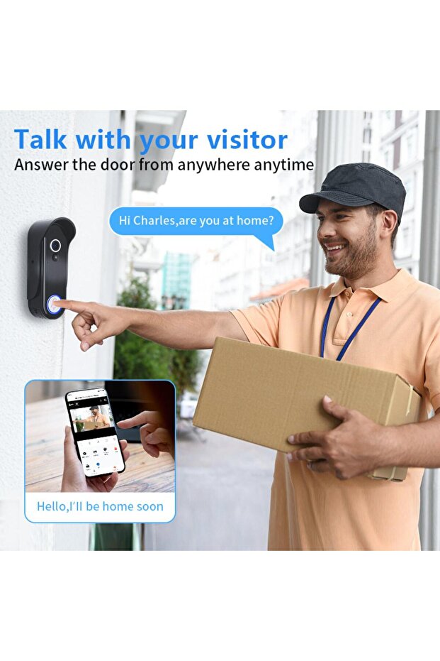 Wireless WiFi Video Doorbell – 2-Way Intercom, Night Vision, IPS Screen, TF Card, Low Power Use - 3