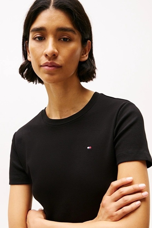 Dokuma pamuklu basic slim tshirt - 1