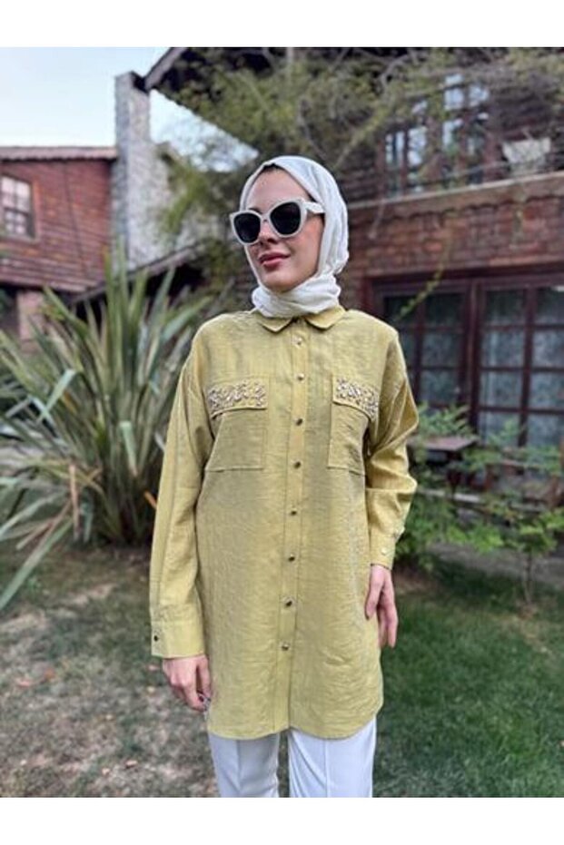 PREMIUM SERPME METAL AKSESUARLI TAŞLI GÖMLEK - 1