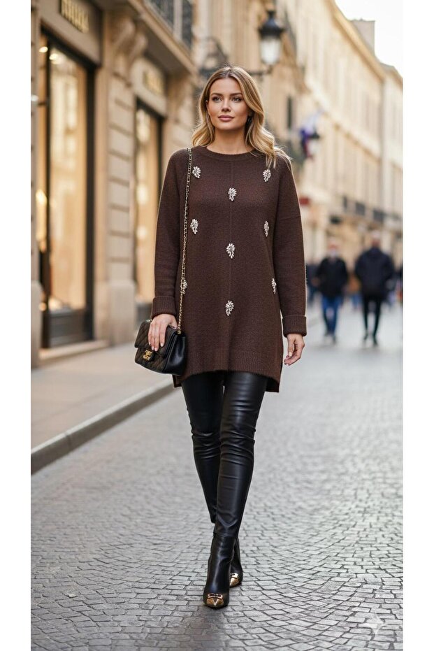 TAŞ İŞLEMELİ TRİKO TUNİK - 4