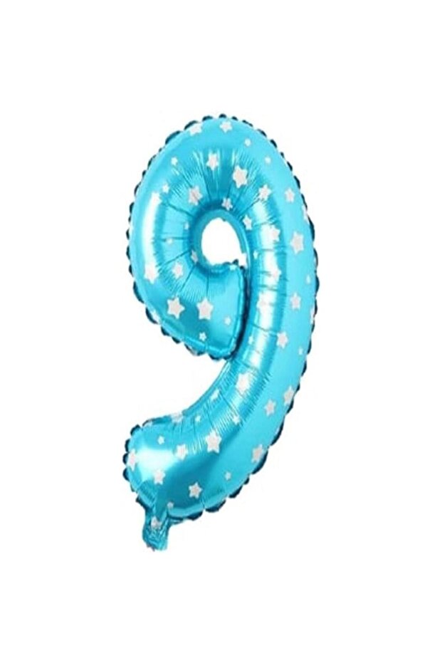 بالون فويل أرقام أزرق منقط 40 سم - 9
