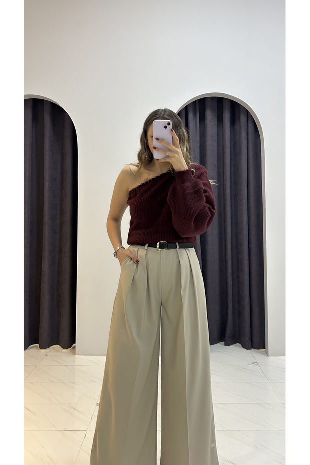 Tek Omuz İncili Triko - 2