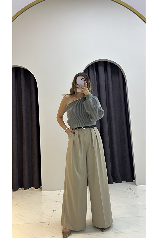 Tek Omuz İncili Triko - 2