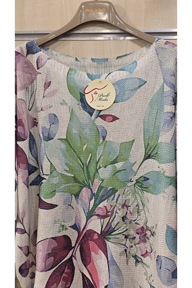 بلوزة مرسيريزد بنمط زهور مختلطة - 4