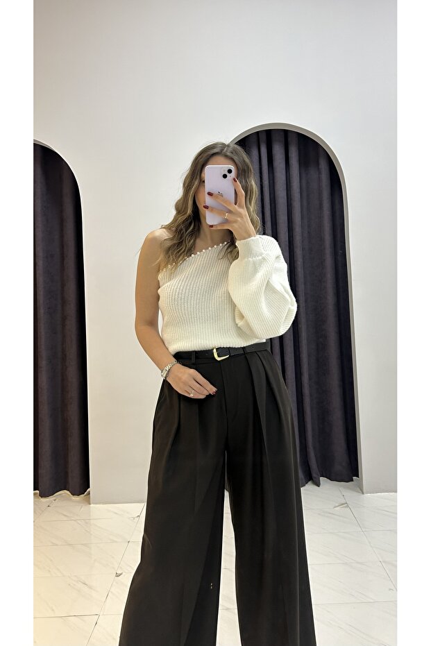 Tek Omuz İncili Triko - 2