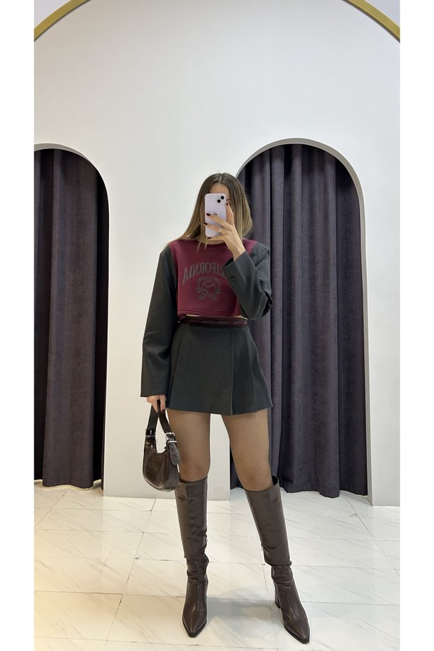 Sweatshirt Şort Etek Takım