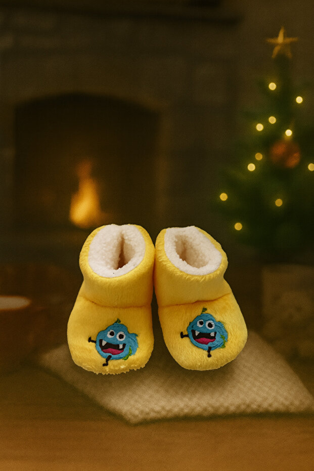 Peluş Bebek ve Çocuk Panduf Ev Botu – Kışlık Kaymaz Tabanlı Patik - 1