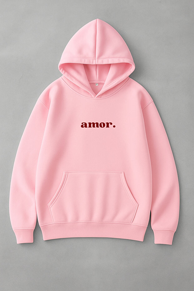 سويت شيرت نسائي من القطن كبير الحجم مطبوع من الأمام من Amor