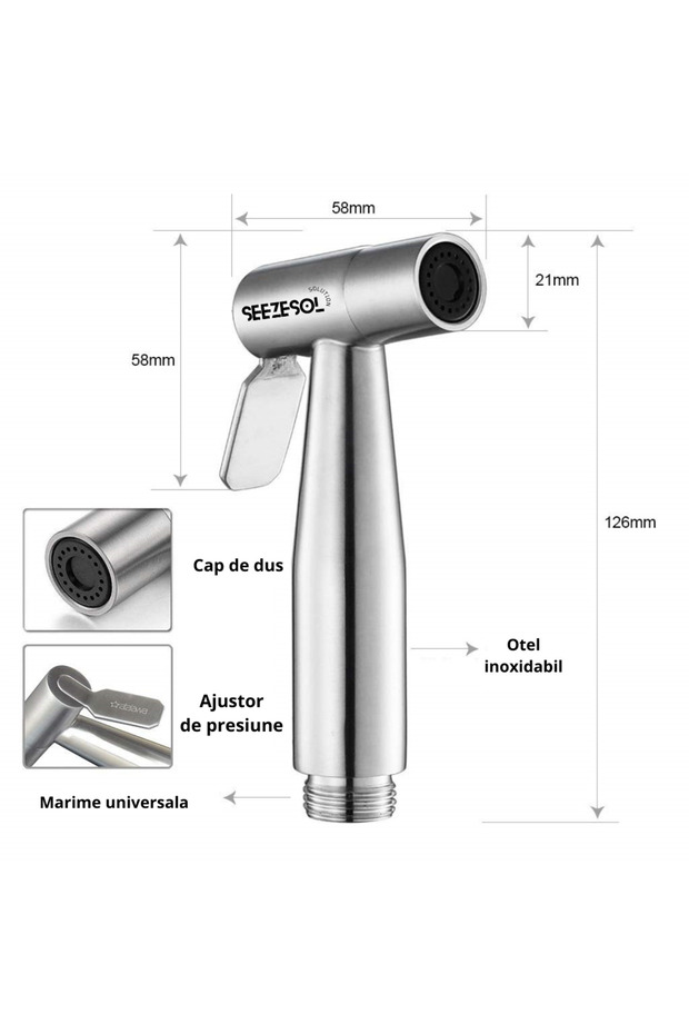 Shower set for intimate hygiene, bidet function, flexible hose+faucet+bidet sprayer - 8