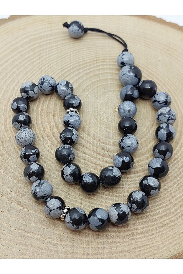 Snowflake Obsidian Stone 33-Piece Special Design Prayer Beads 8mm (5640)