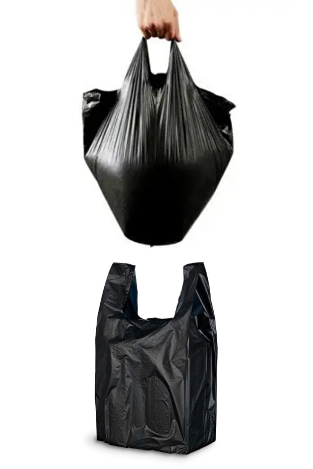 Kalın Siyah Poşet 30x60 cm Büyük Boy 1 Kg Hışır Atlet Poşet Market Manav Poşeti Çöp Poşeti - 3