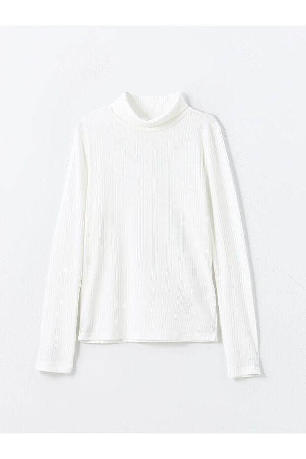 Lcw Kids Ecru Turtleneck Girl's T-Shirt