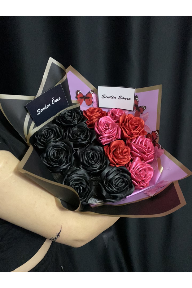 Senden Önce,Senden Sonra Yapay Gül Buketi. Doğum Günü,Sevgililer Günü Hediyesi (NOT YAZİLABİLİR) - 4