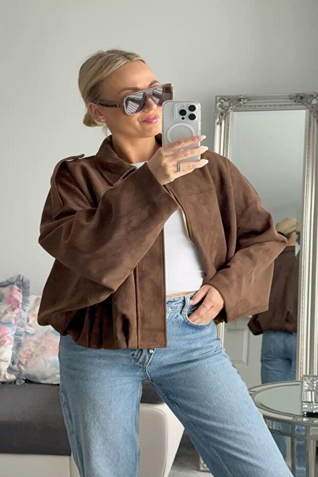 Suede Look Bomber Jacket - 3