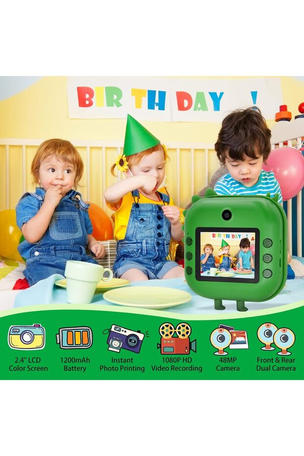 Children's camera with instant printing function, Vala® M2, dinosaur, 48 Mpx 1080P - 6
