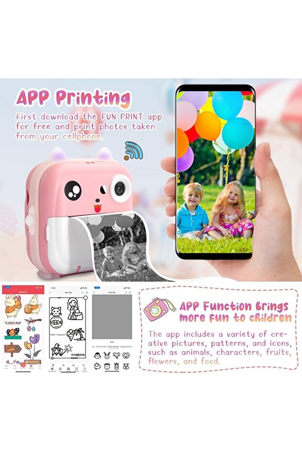 Children's camera with printing function, Q5, 24MP resolution, 1080P, 2.4" LCD color display, 3 roll - 4