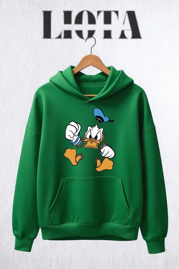 Duck Printed Oversize Cotton 3 Thread Sweatshirt