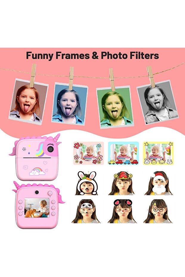 Children's Camera with Printing Function, Vala® A20, Unicorn Model, 50 MP resolution, 1080P, Dual F - 6