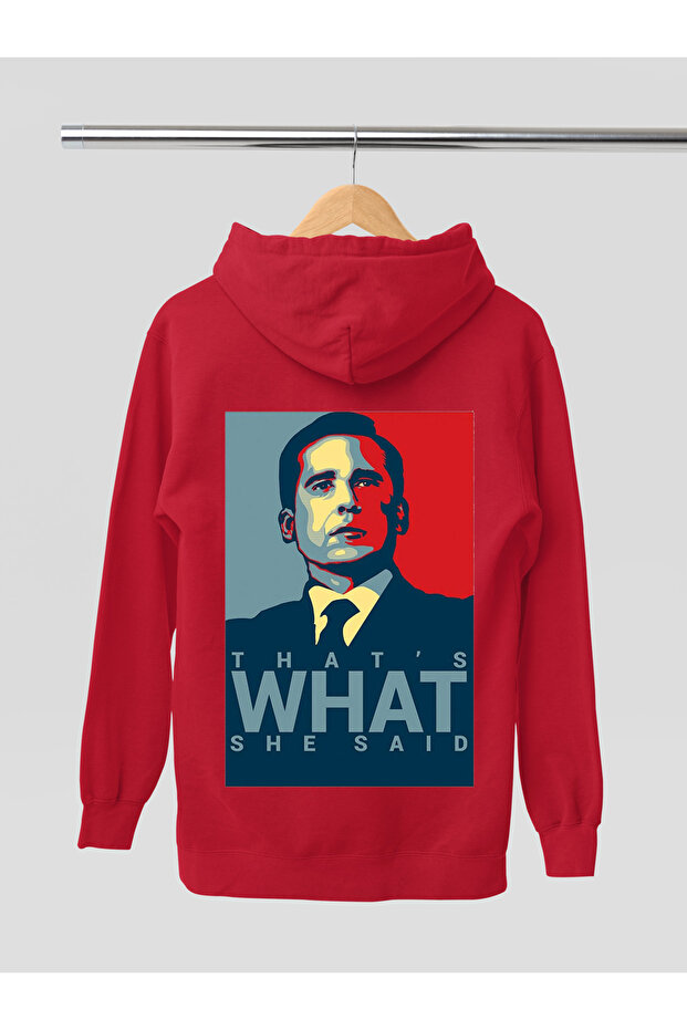 The Office Printed Cotton Long Sleeve Ribbed 3 Yarn Hooded Women's Sweatshirt
