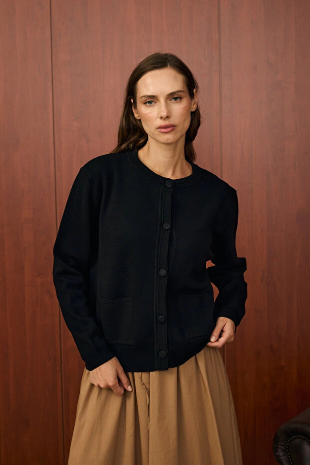 Bomber Mini Hırka-Siyah - 4