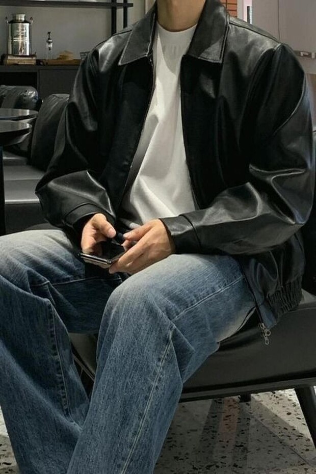 Oversize Leather Jacket - 3