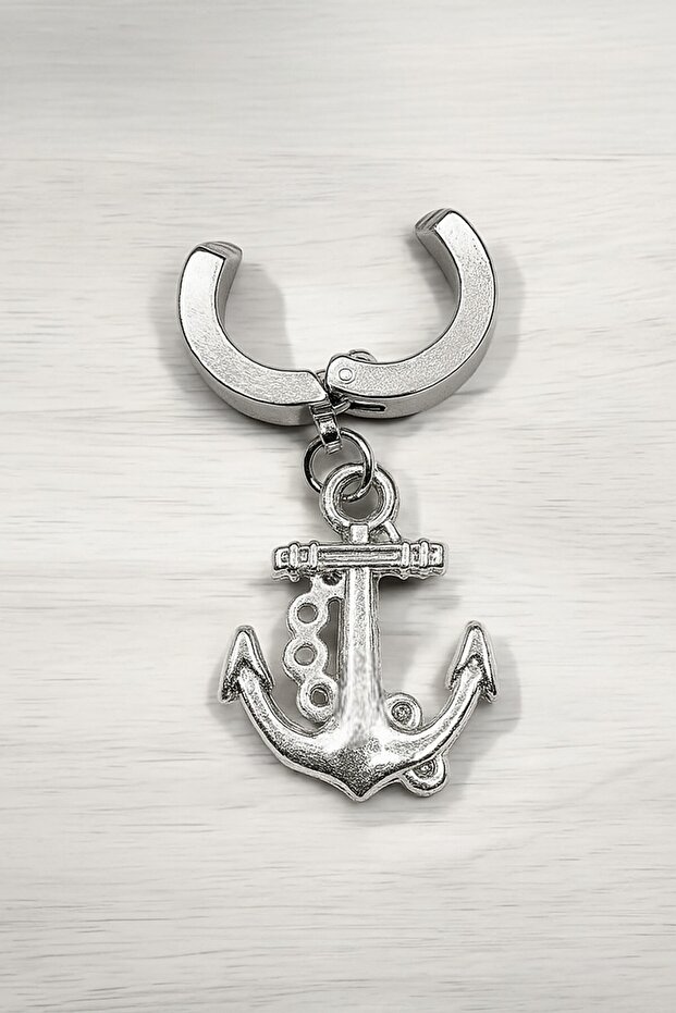 Sıkıştırmalı Mıknatıslı Çapa Model Sallantılı Erkek 316L Çelik Küpe 1 Adet - 2