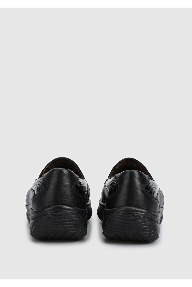 Siyah Deri Kadın Ayakkabı - 4