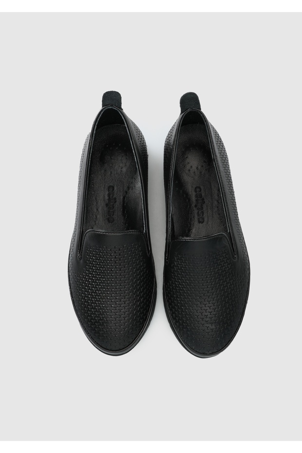 Siyah Deri Kadın Ayakkabı - 5