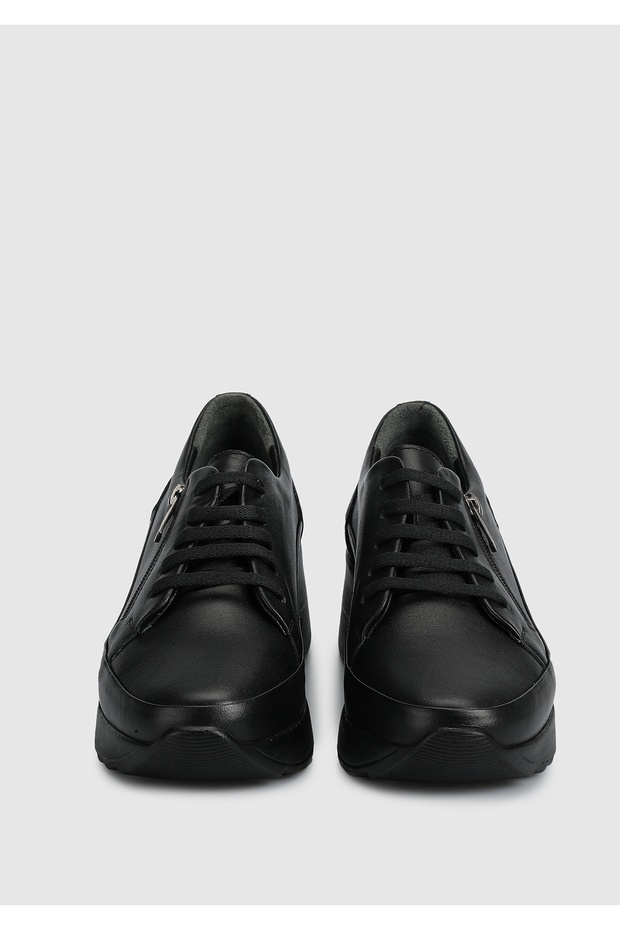 Siyah Deri Kadın Ayakkabı - 3