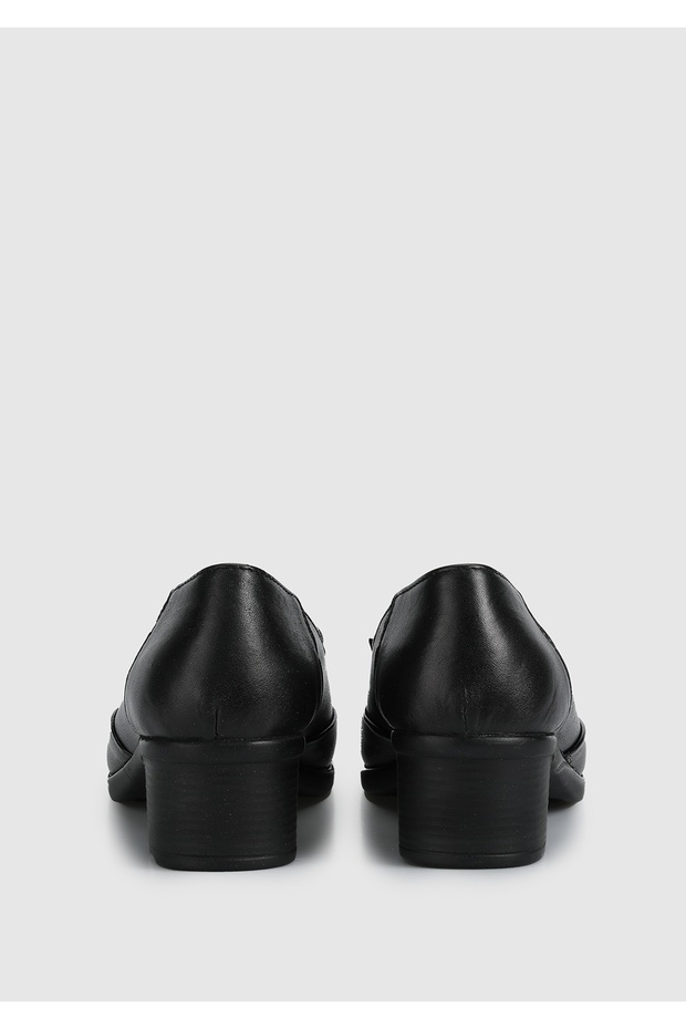 Siyah Deri Kadın Ayakkabı - 4