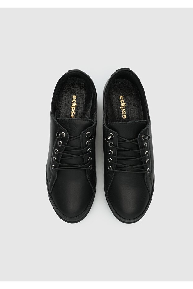 Siyah Deri Kadın Ayakkabı - 5