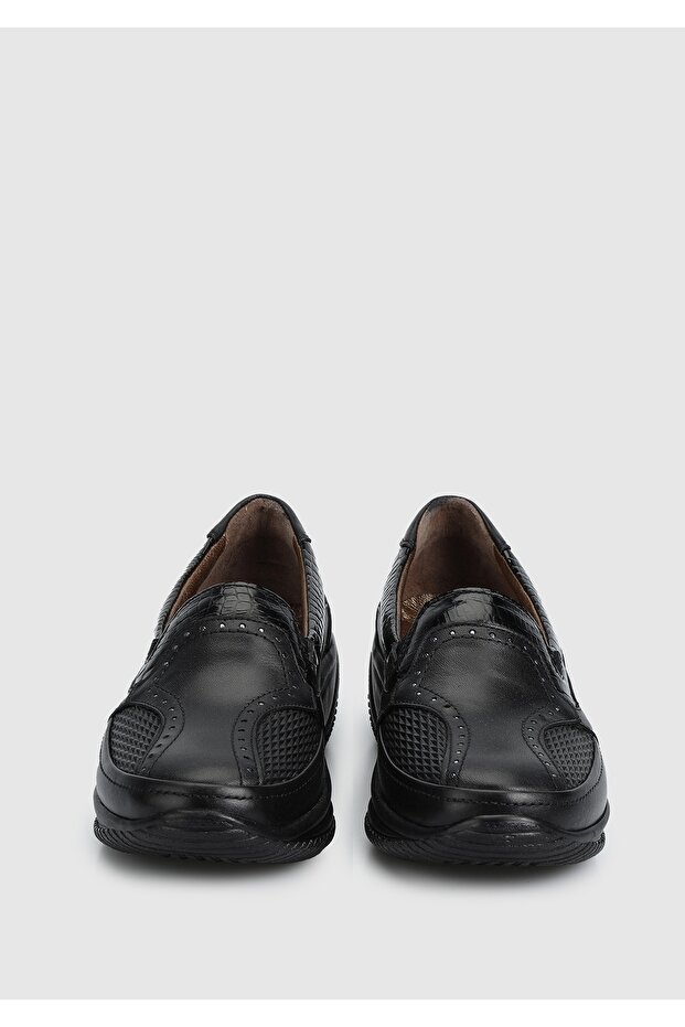 Siyah Deri Kadın Ayakkabı - 3