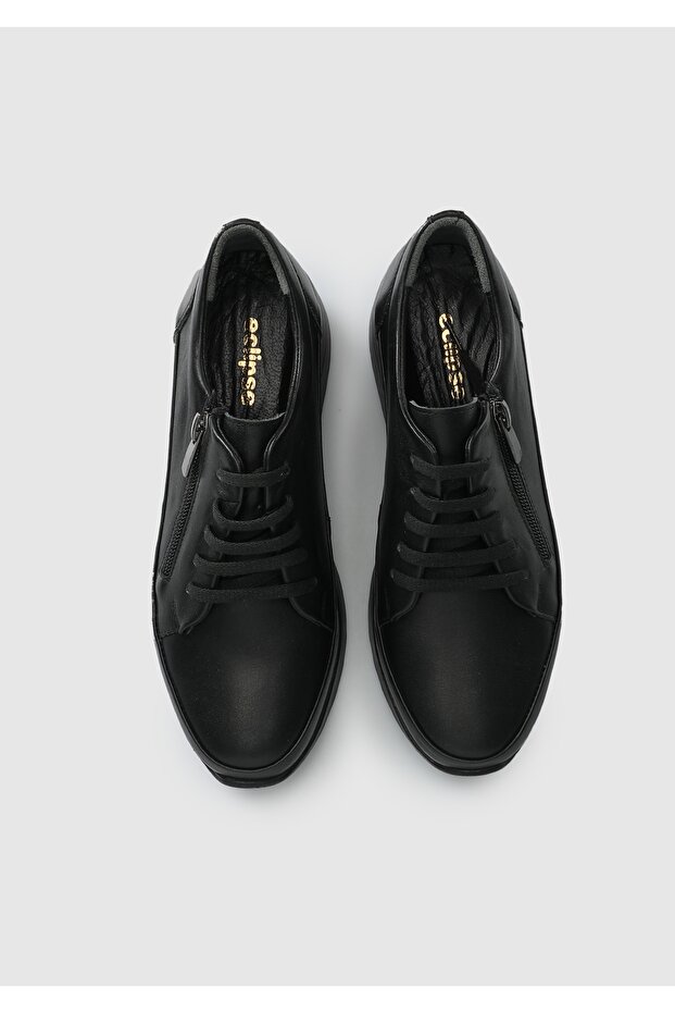 Siyah Deri Kadın Ayakkabı - 5