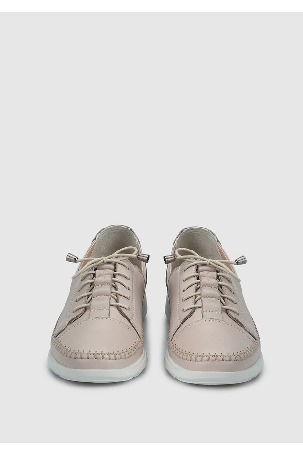 Bej Deri Kadın Ayakkabı - 3