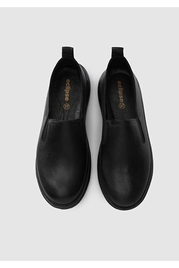 Siyah Deri Kadın Ayakkabı - 5