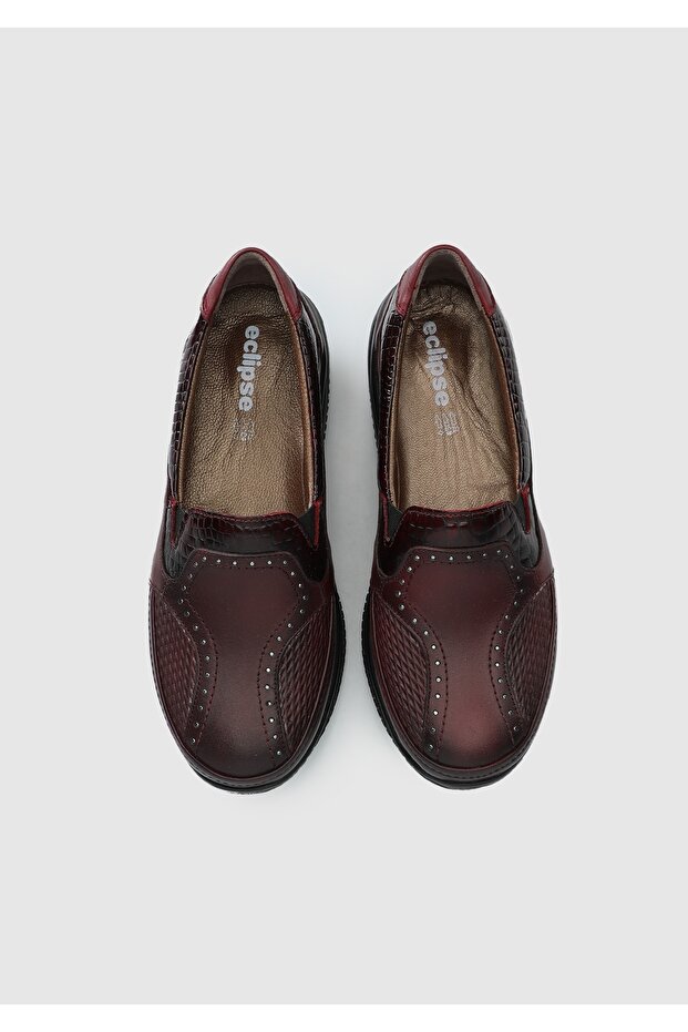 Bordo Deri Kadın Ayakkabı - 5