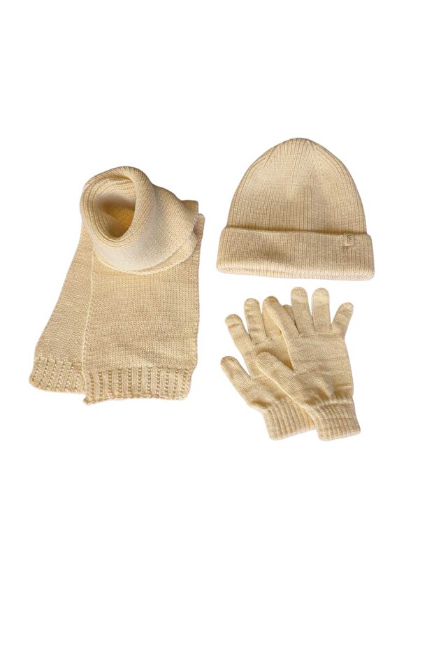 4-8 Years Old Unisex Children's Scarf Beanie Gloves 3-Piece Set